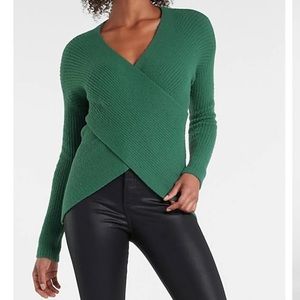 Ribbed Wrap Front Tunic Sweater